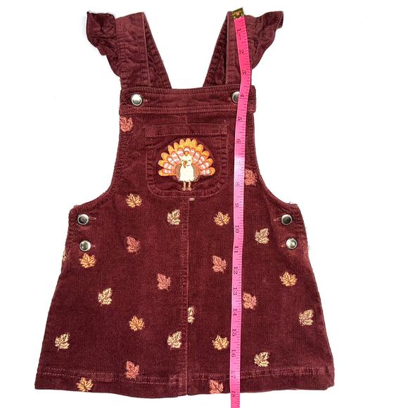 Cynthia Rowley Thanksgiving Corduroy Embroidered Leaves Turkey Overall Dress 24M - Picture 11 of 11